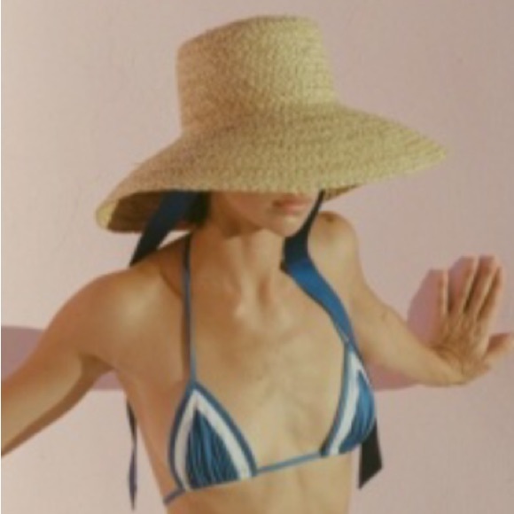Lack Of Color Accessories - NEW! 1 left! Rare LOC Wide-Brim Straw Sun Hat with Blue Ribbon Tie
